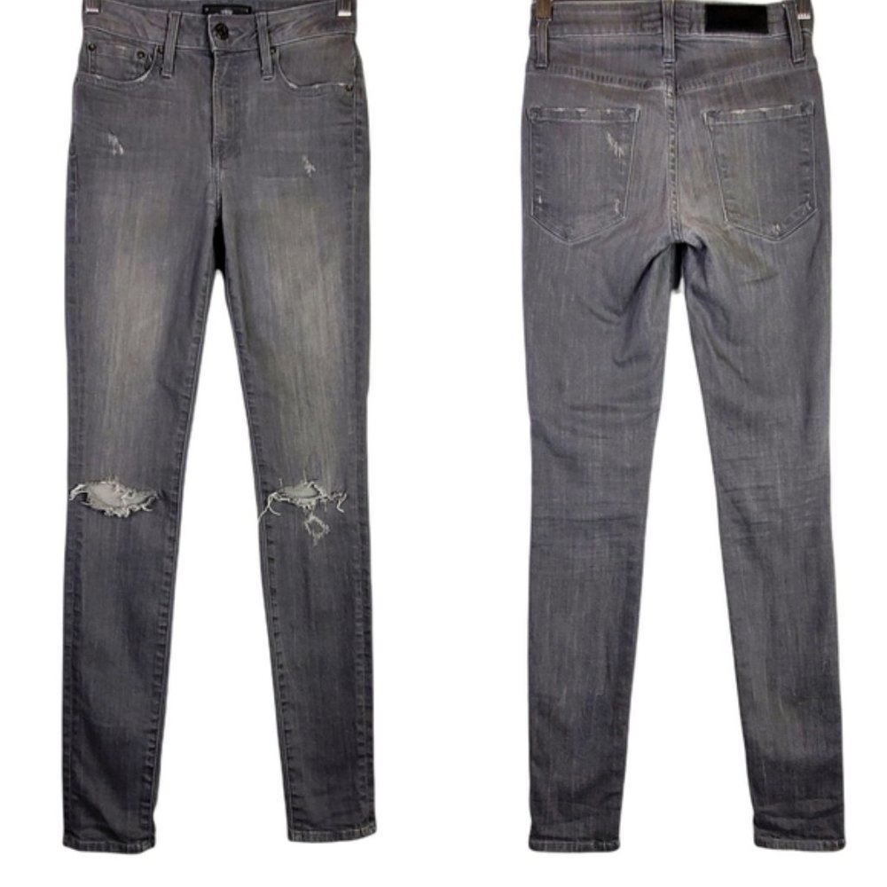 Aritzia The Castings High Rise Skinny Jean Distressed Knee Blowout Grey 25